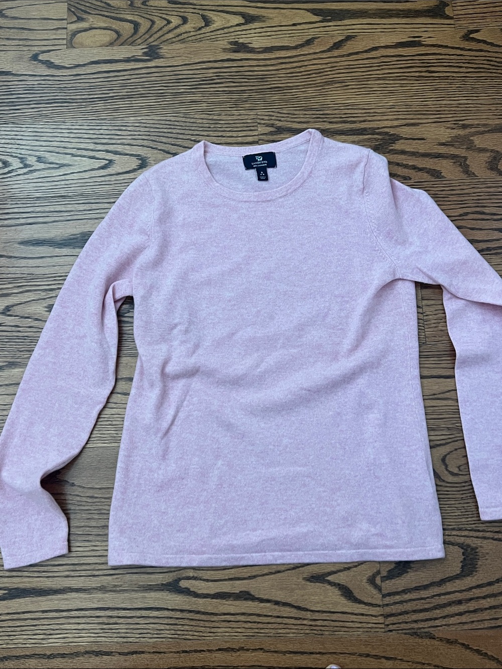 Lands' End Pink Crewneck Long-Sleeve Cashmere Sweater